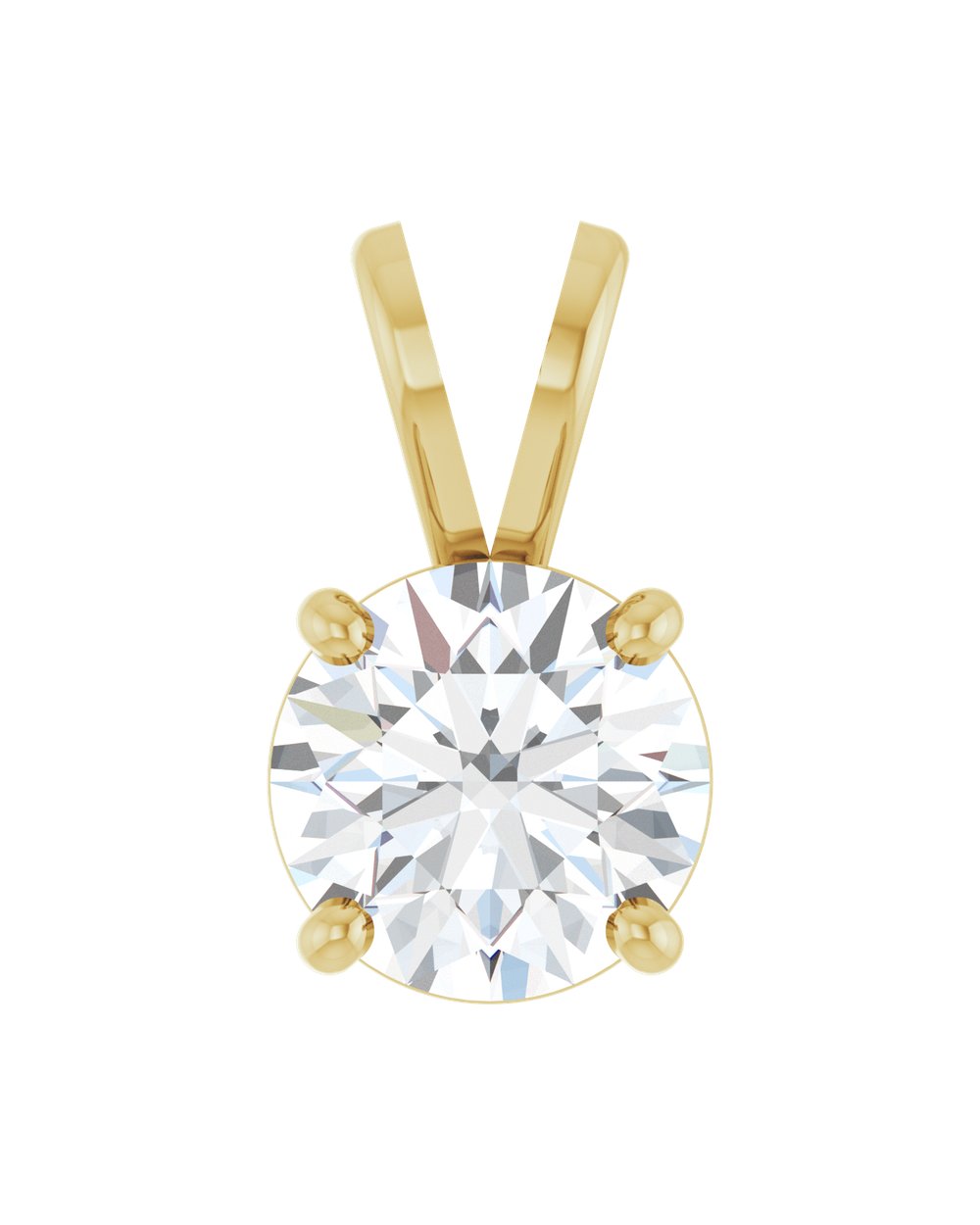 Pingente Solitário em Ouro 14k com Diamante de Laboratório – Quatro Garras