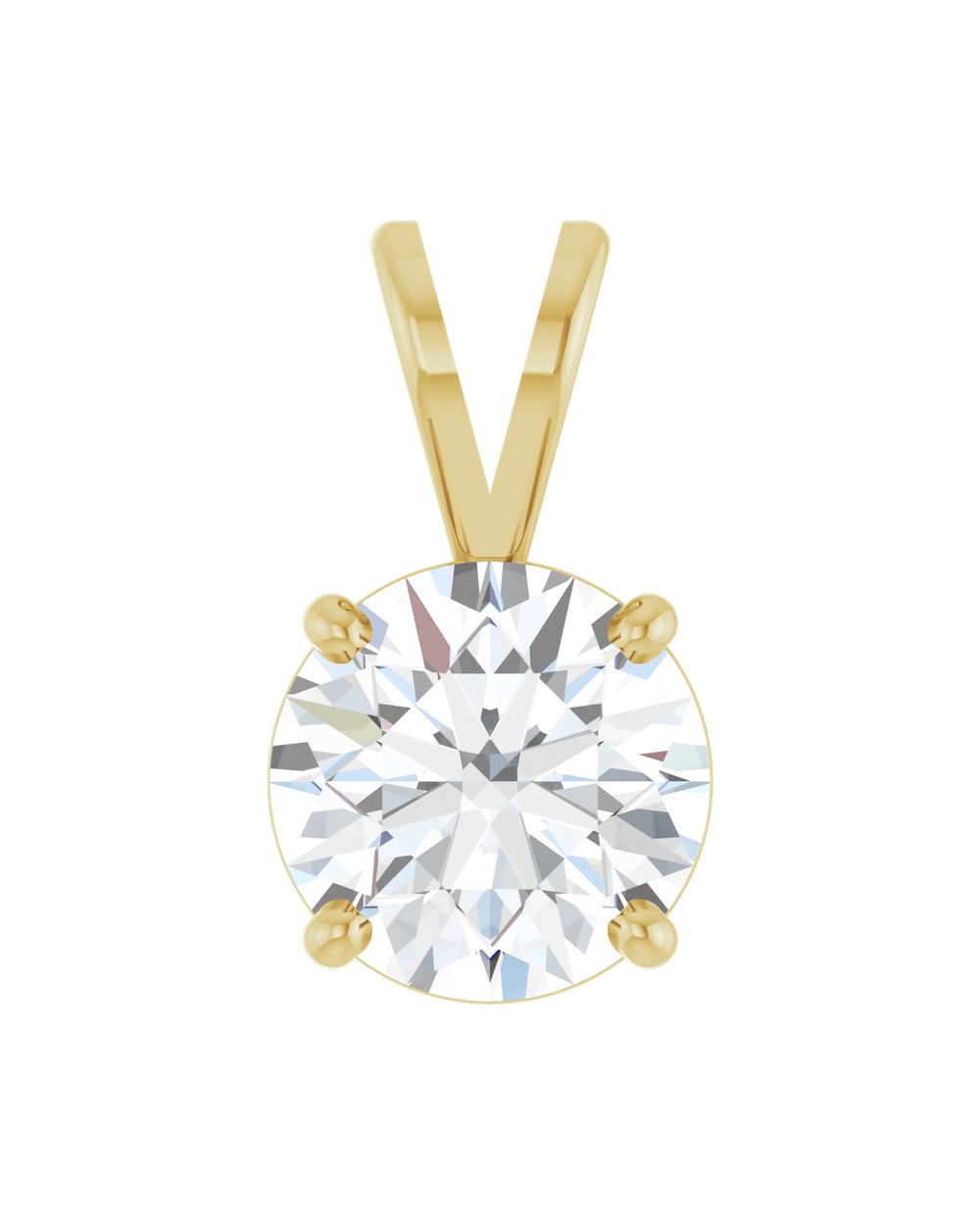 Pingente Solitário em Ouro 14k com Diamante de Laboratório – Quatro Garras