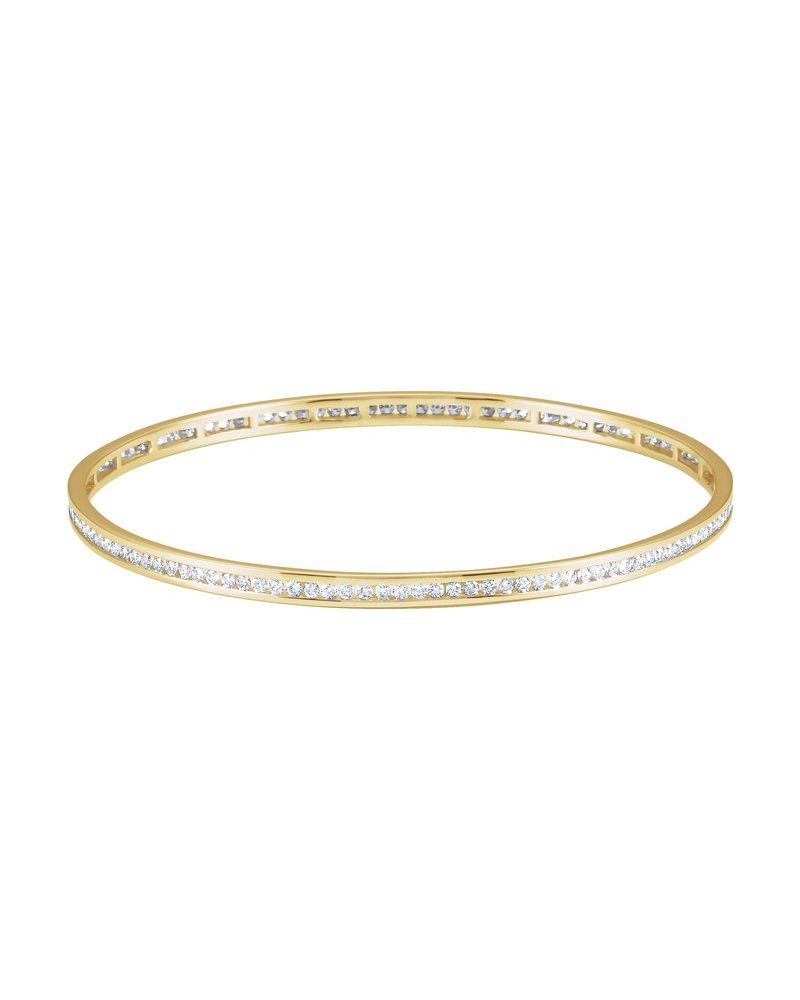 Bracelete Rígido Cravejado Empilhável em Ouro 14k com Diamantes Naturais