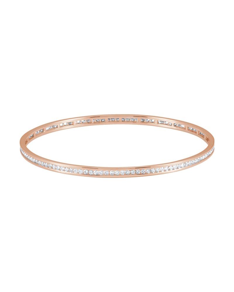 Bracelete Rígido Cravejado Empilhável em Ouro 14k com Diamantes Naturais