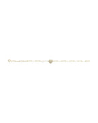 Pulseira Coração Elos Clipe Cravejada em Ouro 14k com Diamantes Naturais