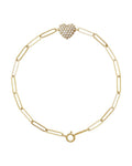 Pulseira Coração Elos Clipe Cravejada em Ouro 14k com Diamantes Naturais