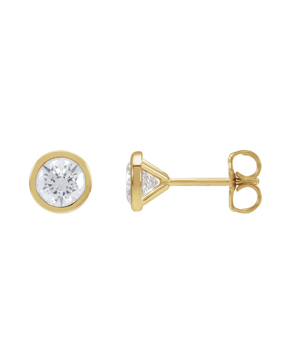 Brinco Ponto de Luz em Ouro 14k com Diamantes de Laboratório – Aro Liso