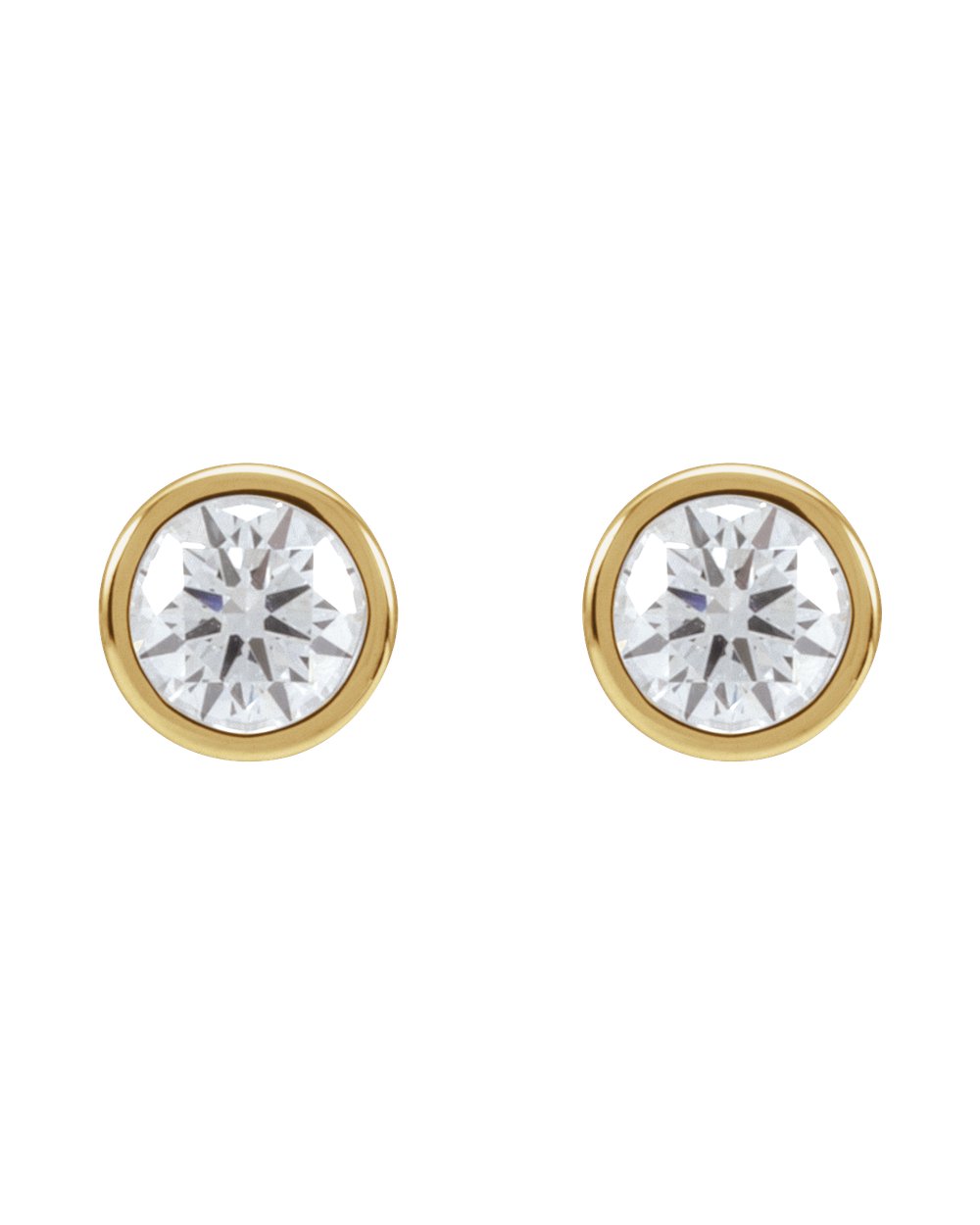 Brinco Ponto de Luz em Ouro 14k com Diamantes de Laboratório – Aro Liso