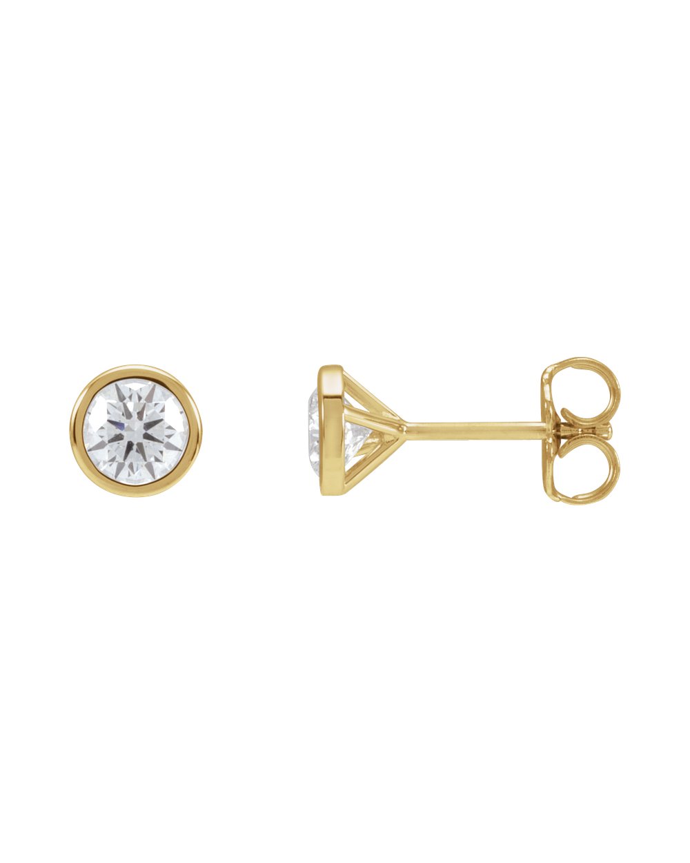 Brinco Ponto de Luz em Ouro 14k com Diamantes de Laboratório – Aro Liso