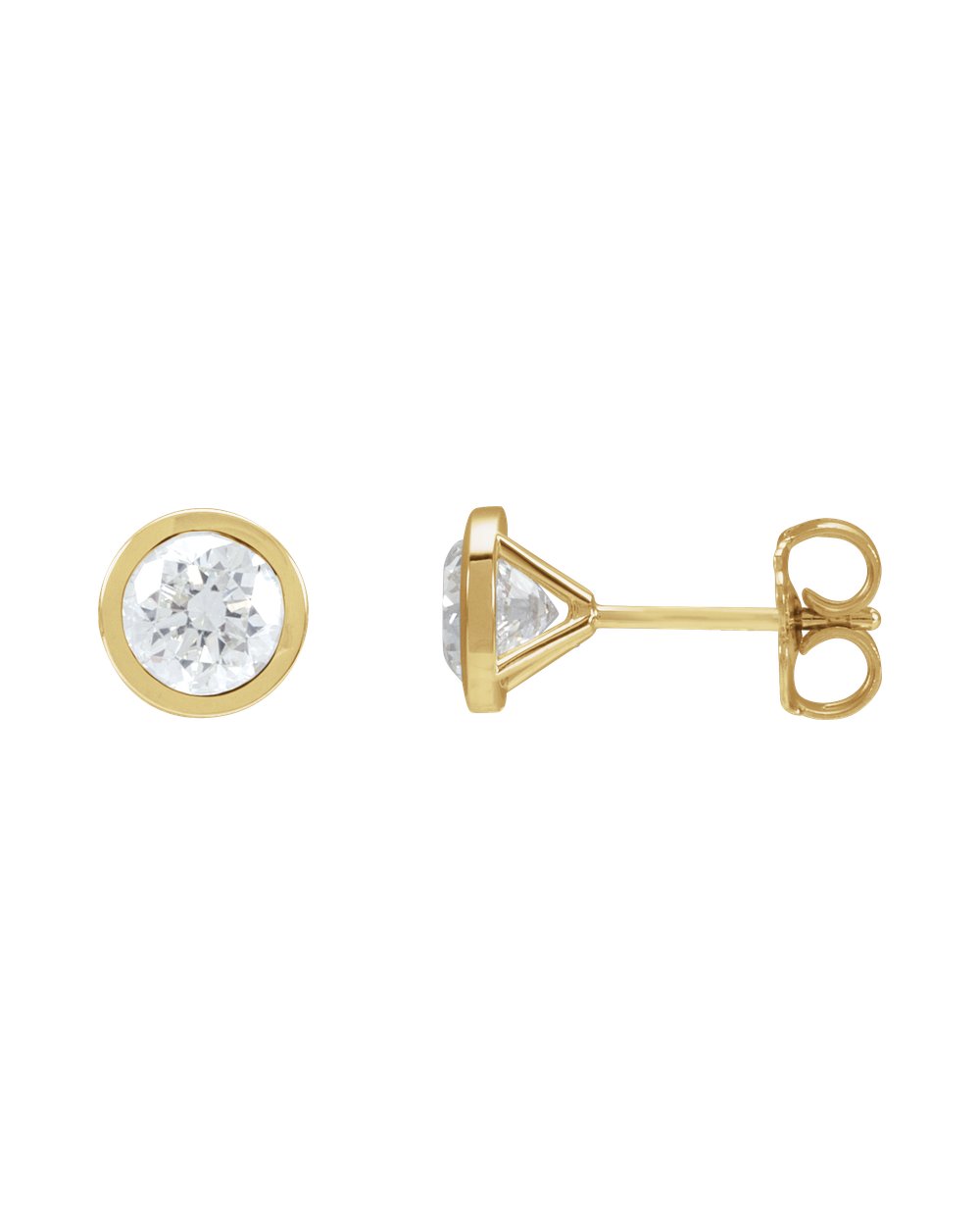 Brinco Ponto de Luz em Ouro 14k com Diamantes de Laboratório – Aro Liso