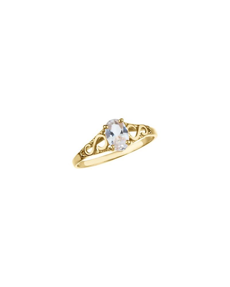 Anel Presente Pedra do Mês Infantil em Ouro 14k com Diamantes Naturais