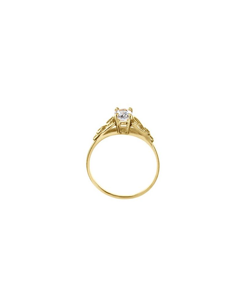 Anel Presente Pedra do Mês Infantil em Ouro 14k com Diamantes Naturais