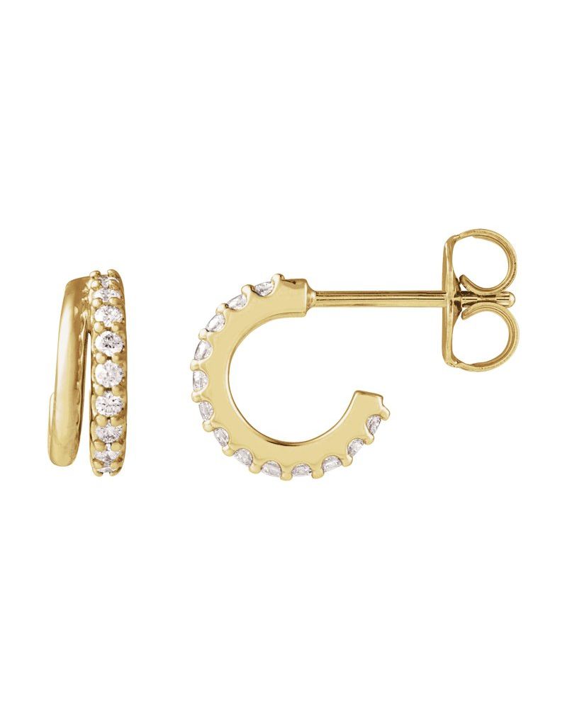 Brinco de Aro Cravejado em Ouro 14k com Diamantes de Laboratório – Modelo 8