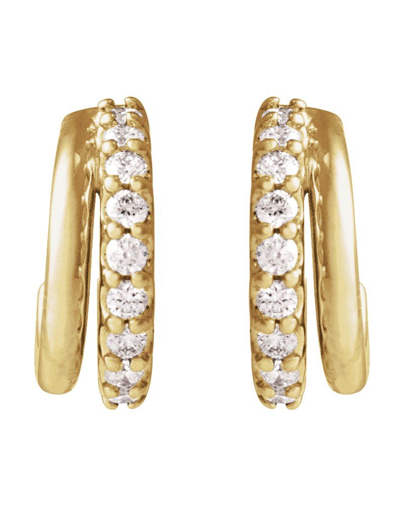 Brinco de Aro Cravejado em Ouro 14k com Diamantes de Laboratório – Modelo 8