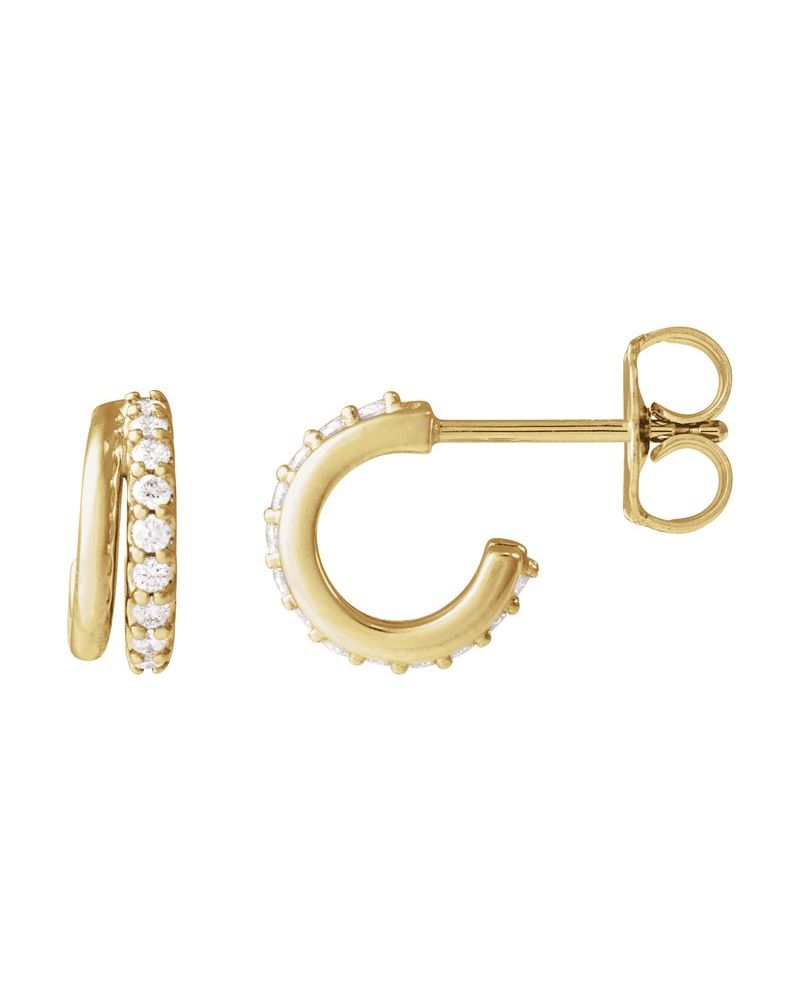 Brinco de Aro Cravejado em Ouro 14k com Diamantes de Laboratório – Modelo 8
