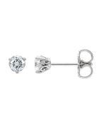 Brinco Ponto de Luz Redondo Três Garras Arabesco em Ouro 14k com Diamantes de Laboratório – Modelo 2