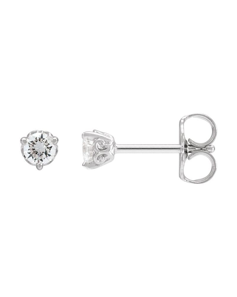 Brinco Ponto de Luz Redondo Três Garras Arabesco em Ouro 14k com Diamantes de Laboratório – Modelo 2