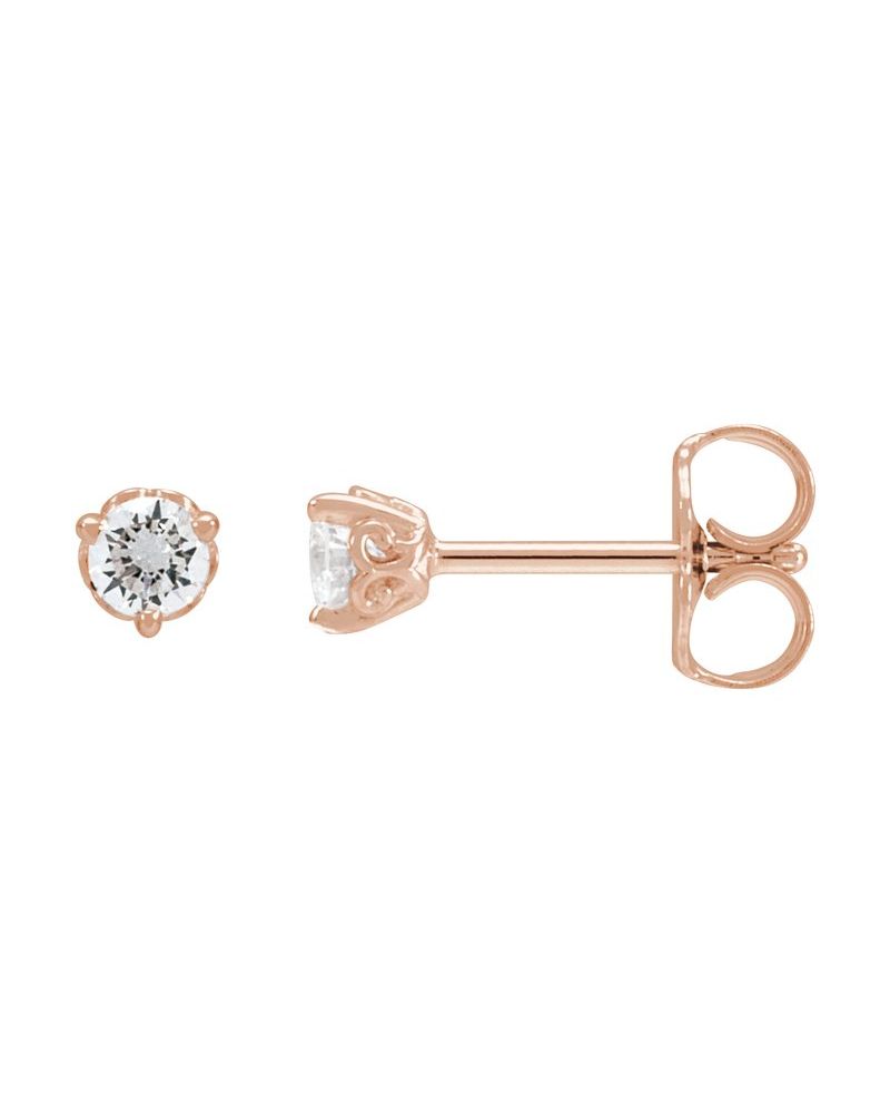 Brinco Ponto de Luz Redondo Três Garras Arabesco em Ouro 14k com Diamantes Naturais – Modelo 2