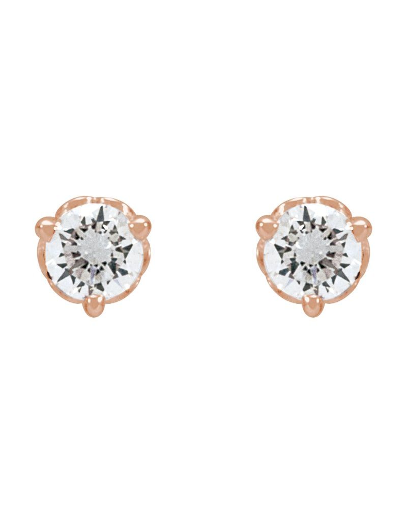 Brinco Ponto de Luz Redondo Três Garras Arabesco em Ouro 14k com Diamantes Naturais – Modelo 2