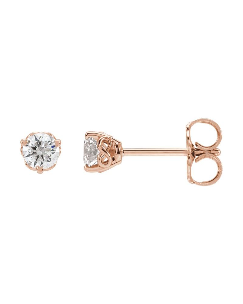 Brinco Ponto de Luz Redondo Três Garras Infinito em Ouro 14k com Diamantes de Laboratório
