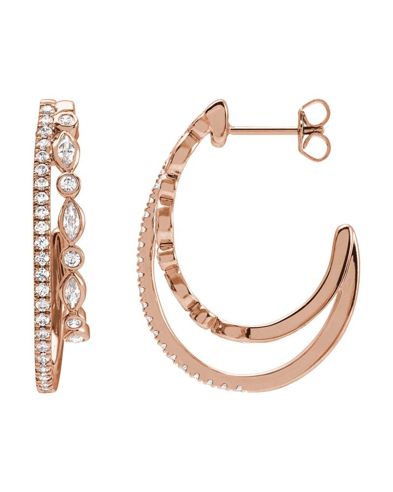 Brinco de Aro Cravejado em Ouro 14k com Diamantes Naturais – Modelo 24