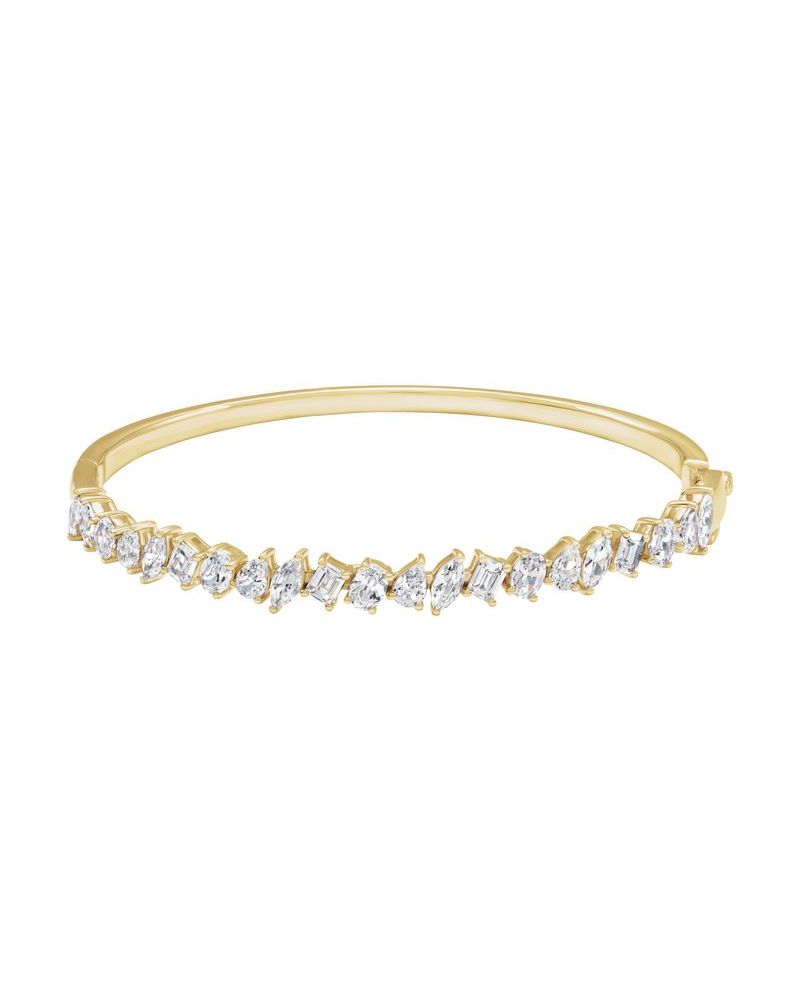 Bracelete Rígido em Ouro 14k com Diamantes de Laboratório