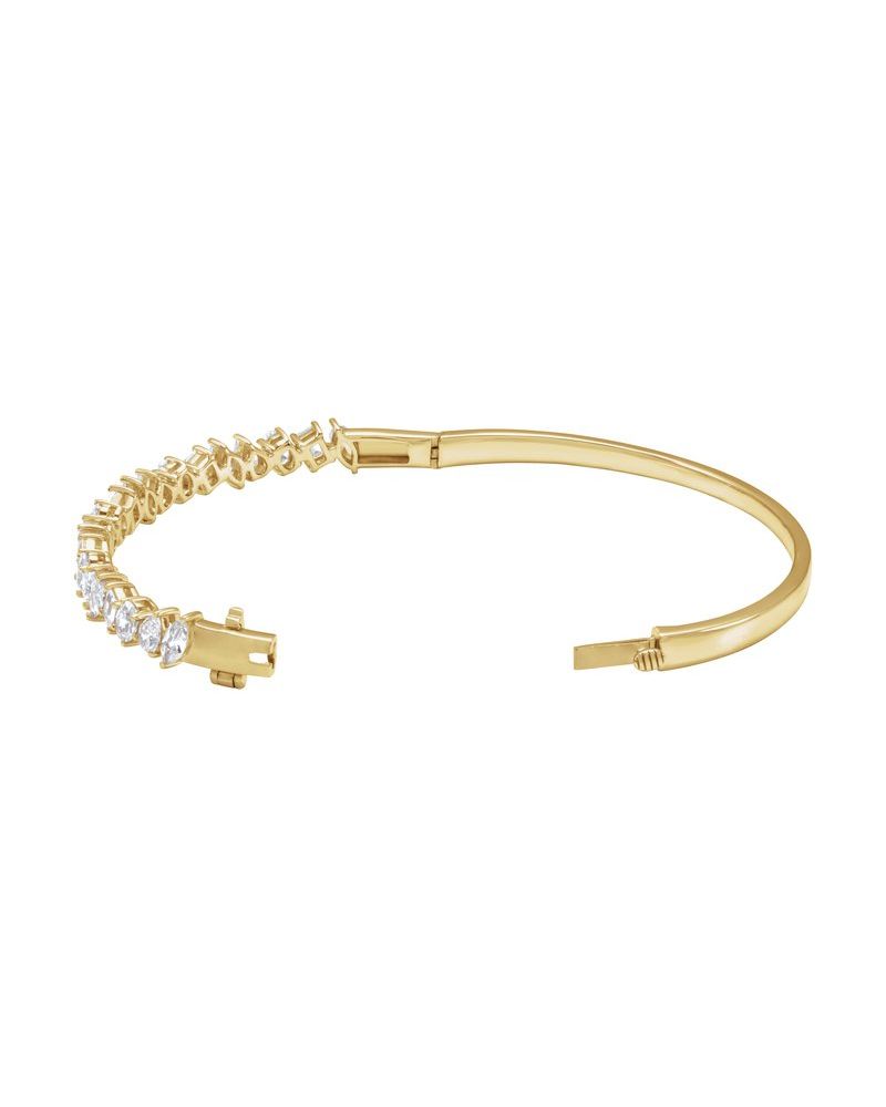 Bracelete Rígido em Ouro 14k com Diamantes de Laboratório
