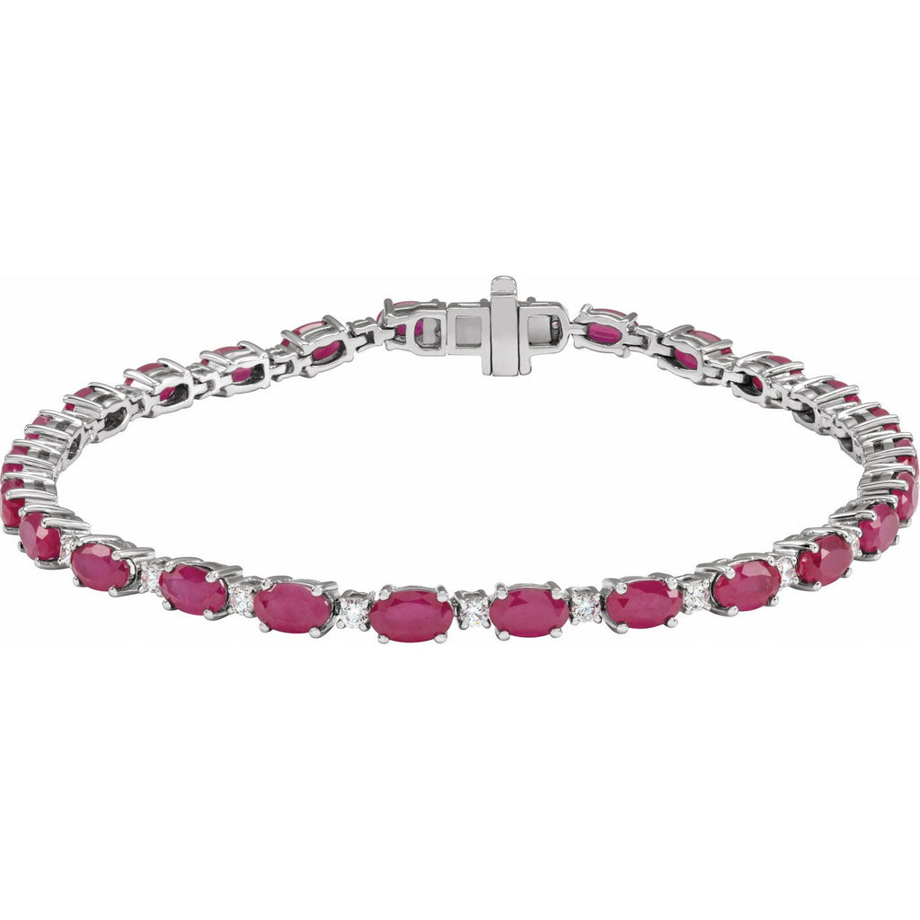 Pulseira riviera rubi – Ouro Branco 14k