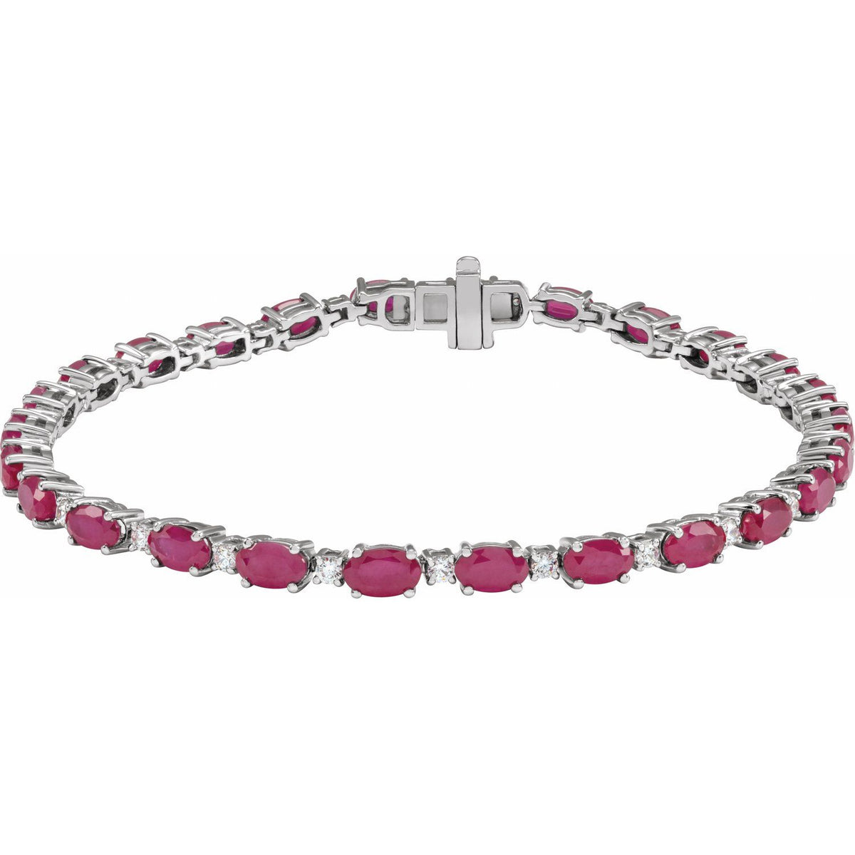 Pulseira riviera rubi – Ouro Branco 14k