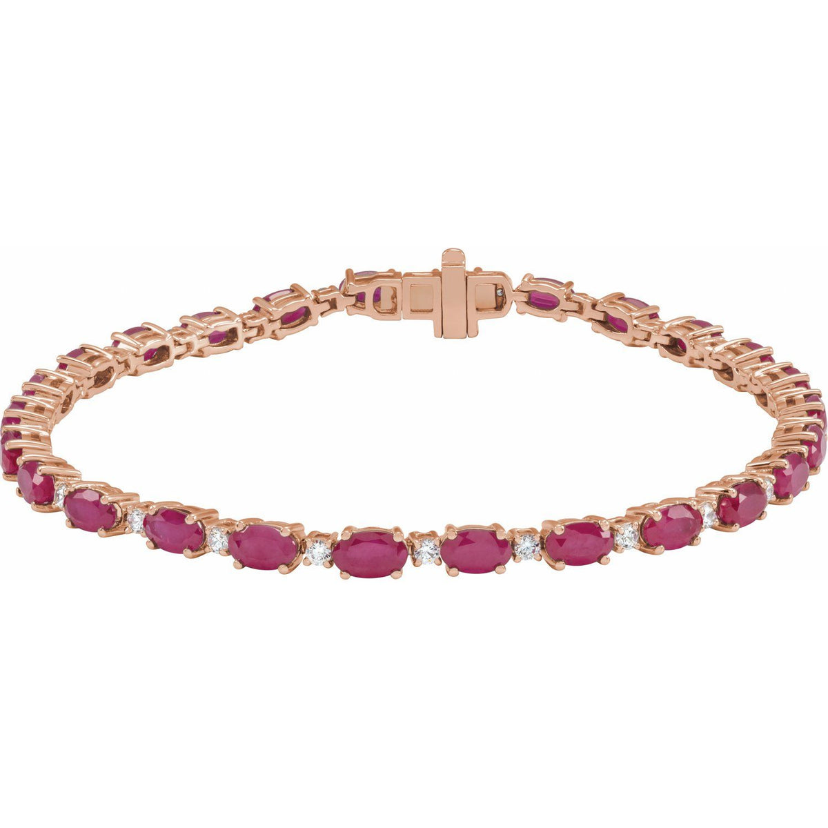 Pulseira riviera rubi – Ouro Rosé 14k