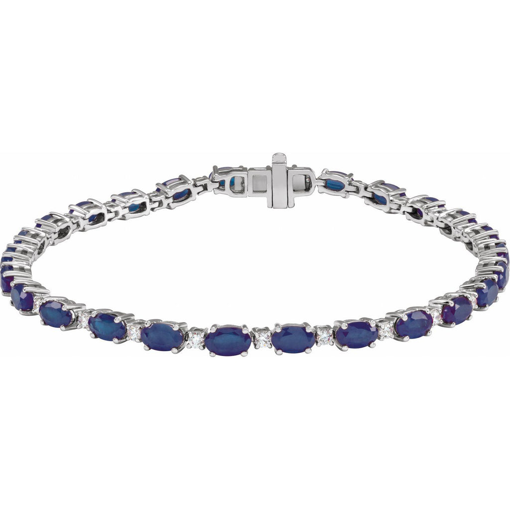 Pulseira riviera safira – Ouro Branco 14k