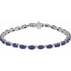 Pulseira riviera safira – Ouro Branco 14k
