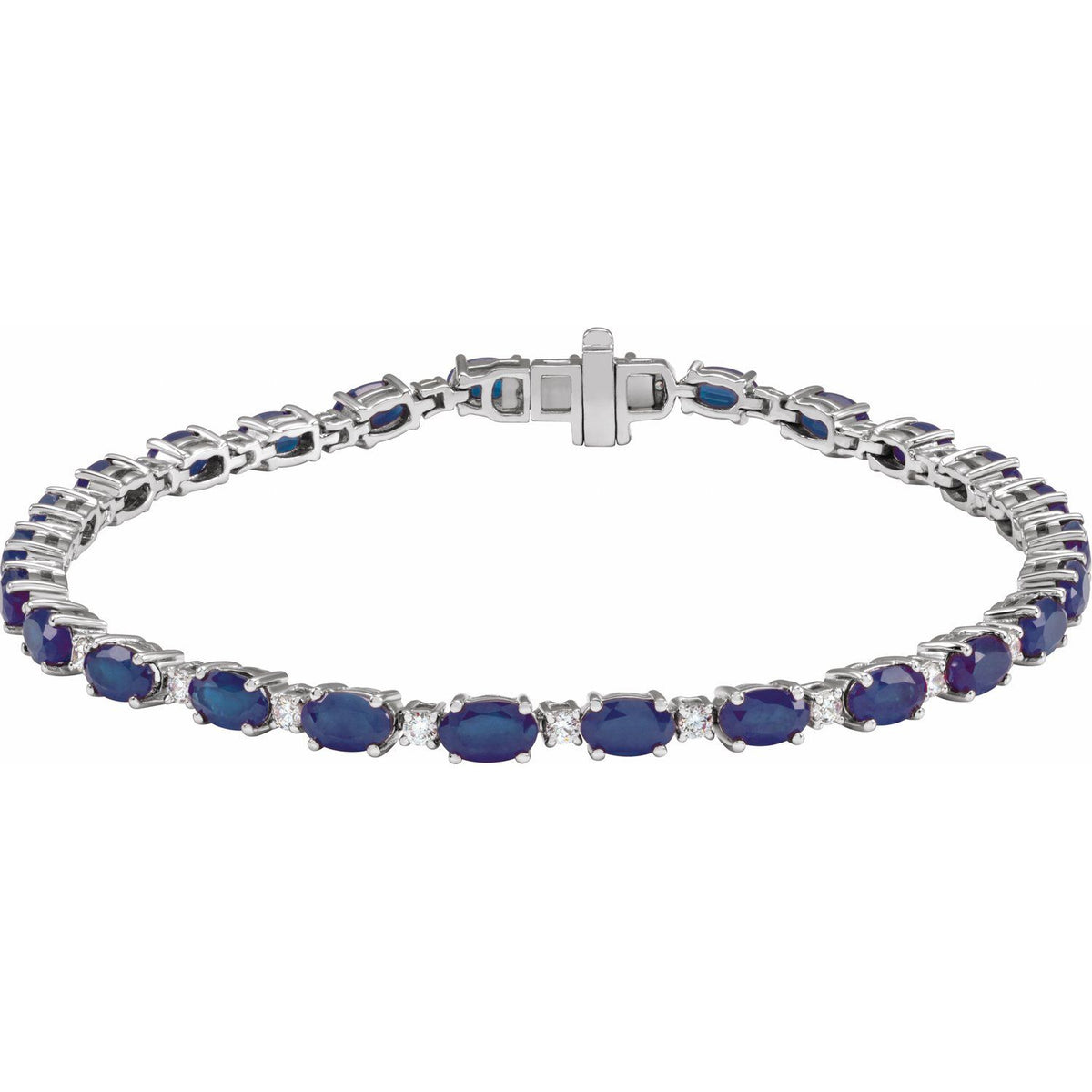 Pulseira riviera safira – Ouro Branco 14k