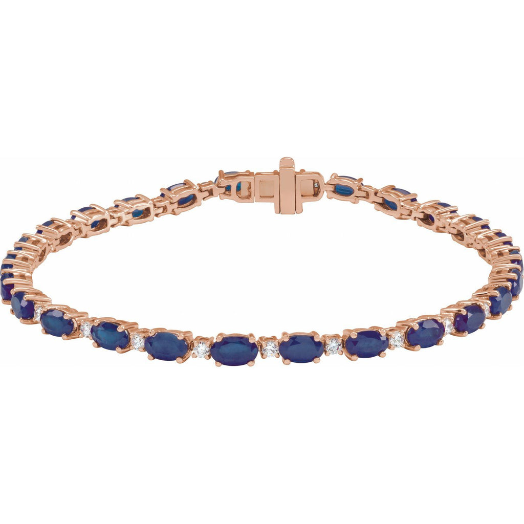 Pulseira riviera safira – Ouro Rosé 14k