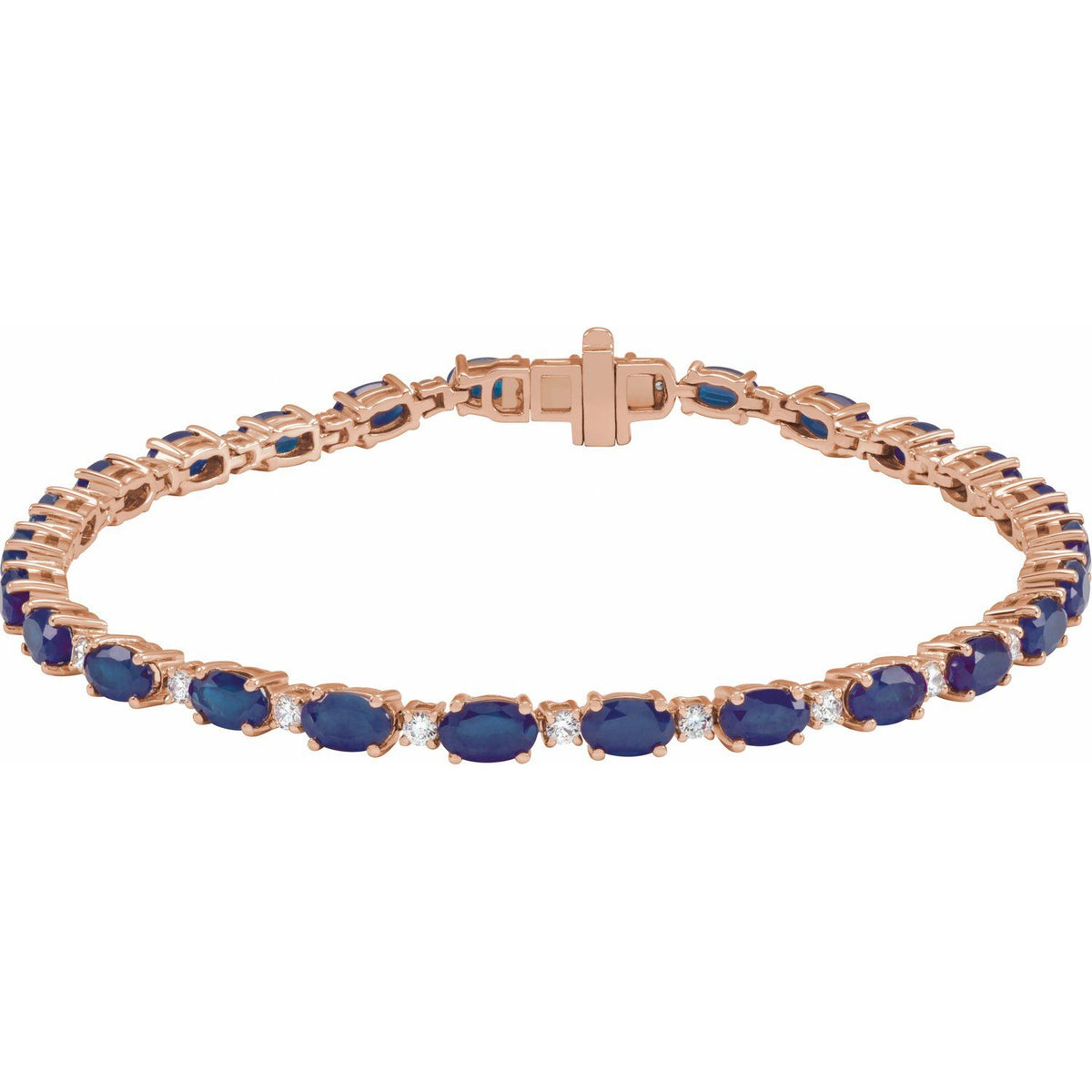 Pulseira riviera safira – Ouro Rosé 14k