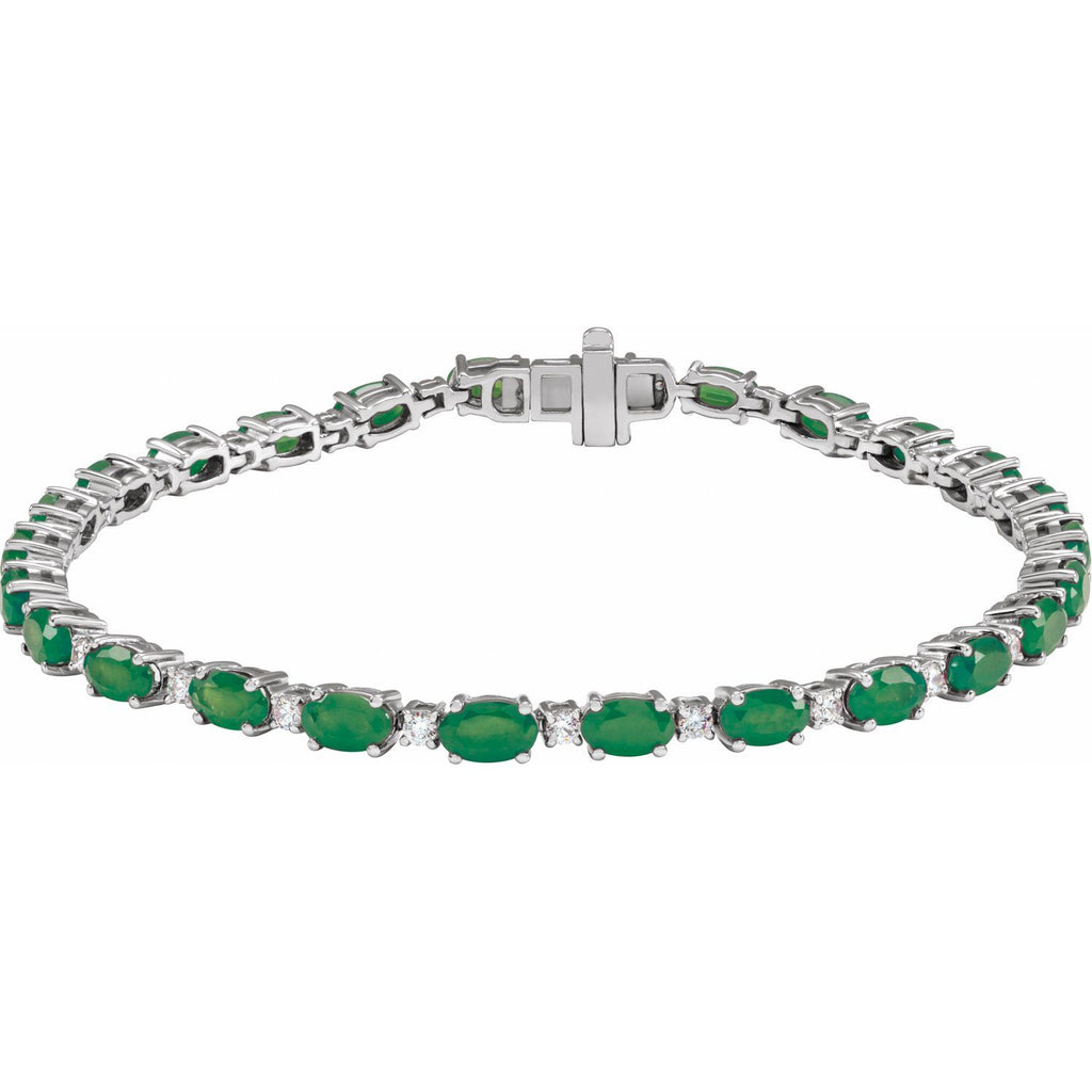 Pulseira riviera esmeralda – Ouro Branco 14k