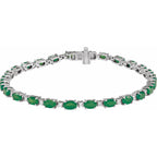 Pulseira riviera esmeralda – Ouro Branco 14k