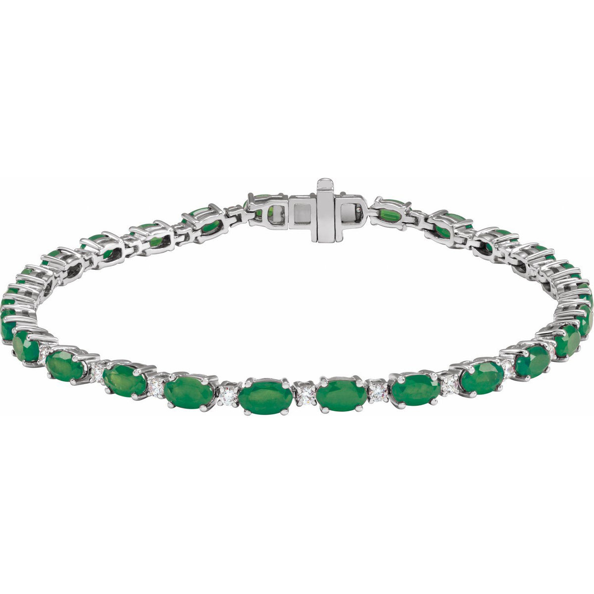 Pulseira riviera esmeralda – Ouro Branco 14k