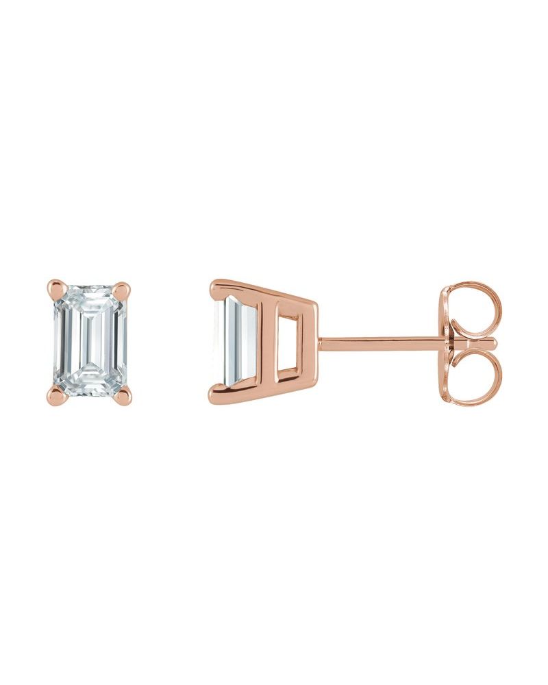 Brinco Ponto de Luz Esmeralda (lapidação) Quatro Garras em Ouro 14k com Diamantes de Laboratório