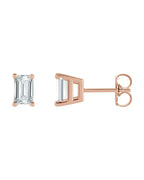 Brinco Ponto de Luz Esmeralda (lapidação) Quatro Garras em Ouro 14k com Diamantes de Laboratório