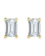 Brinco Ponto de Luz Esmeralda (lapidação) Quatro Garras em Ouro 14k com Diamantes de Laboratório