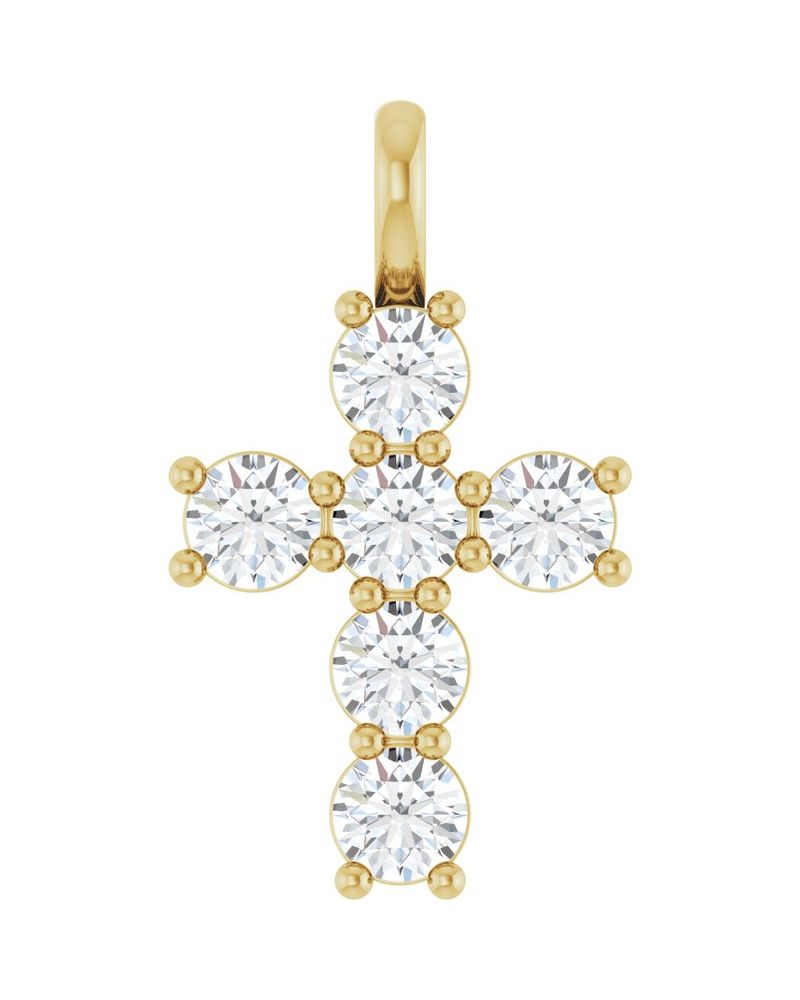 Pingente Cruz Cravejado em Ouro 14k com Diamantes de Laboratório – Modelo 3