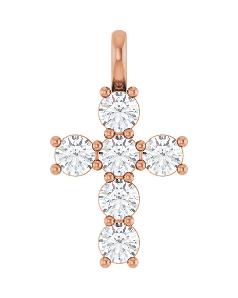 Pingente Cruz Cravejado em Ouro 14k com Diamantes de Laboratório – Modelo 3