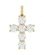 Pingente Cruz Cravejado em Ouro 14k com Diamantes de Laboratório – Modelo 3