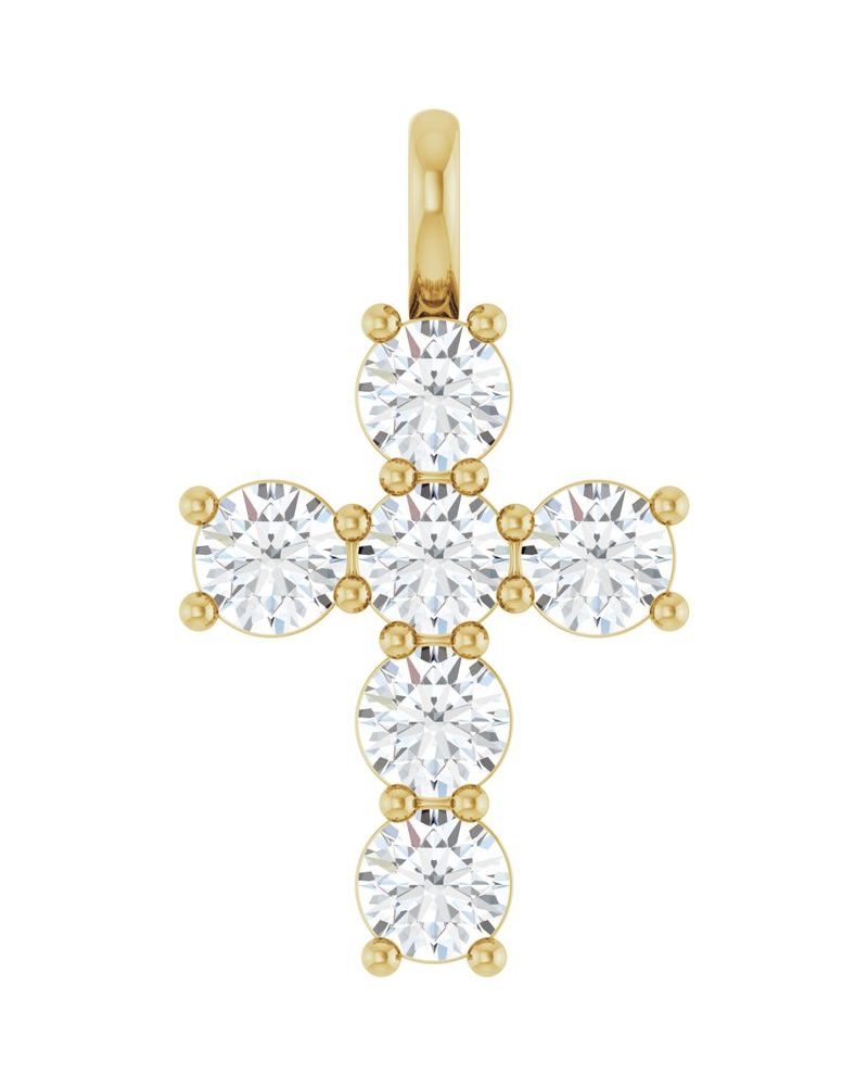 Pingente Cruz Cravejado em Ouro 14k com Diamantes de Laboratório – Modelo 3