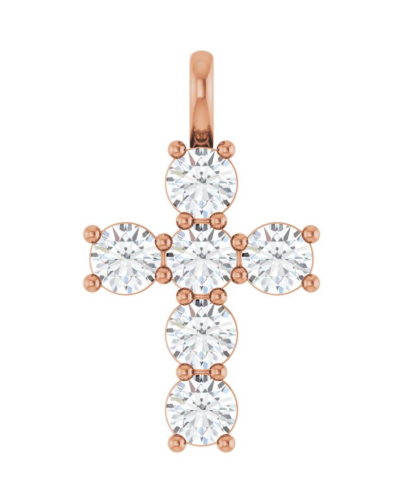 Pingente Cruz Cravejado em Ouro 14k com Diamantes de Laboratório – Modelo 3