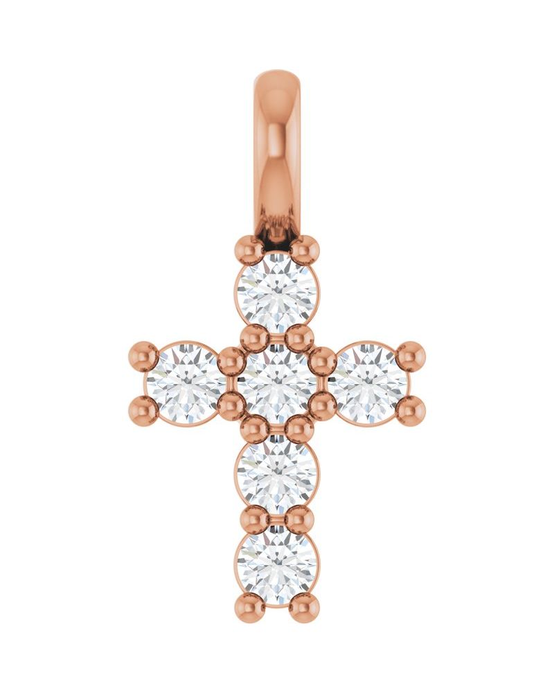 Pingente Cruz Cravejado em Ouro 14k com Diamantes de Laboratório – Modelo 3