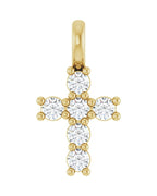 Pingente Cruz Cravejado em Ouro 14k com Diamantes de Laboratório – Modelo 3