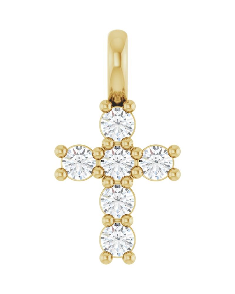 Pingente Cruz Cravejado em Ouro 14k com Diamantes de Laboratório – Modelo 3