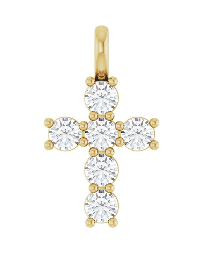 Pingente Cruz Cravejado em Ouro 14k com Diamantes de Laboratório – Modelo 3
