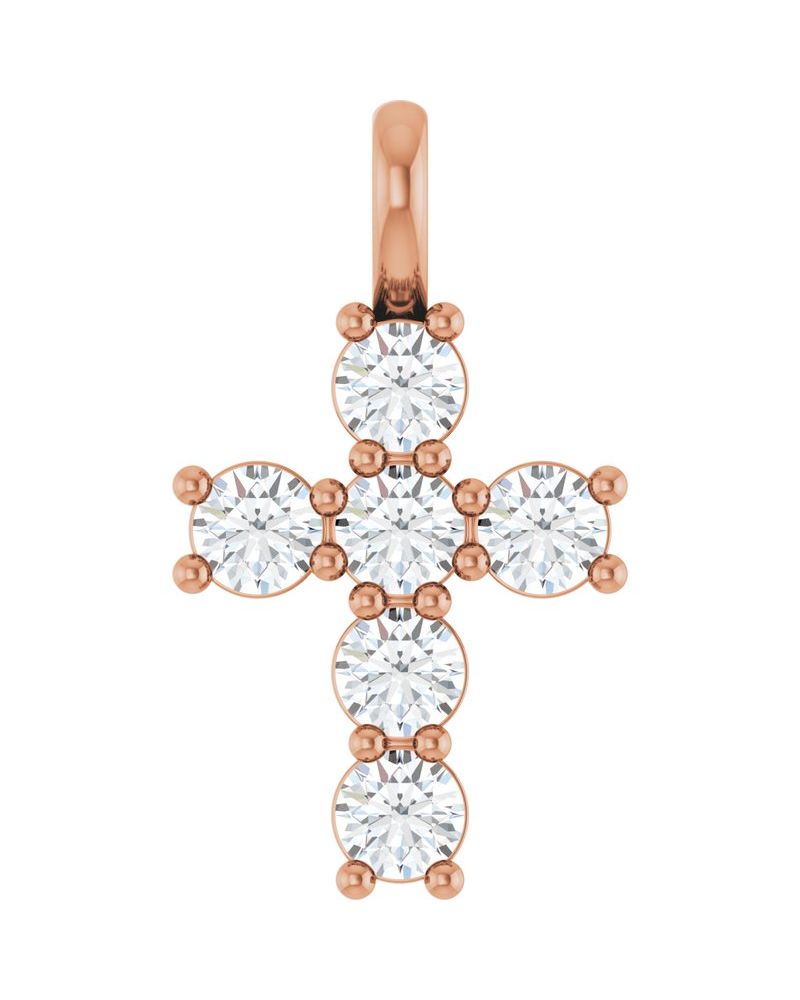 Pingente Cruz Cravejado em Ouro 14k com Diamantes de Laboratório – Modelo 3