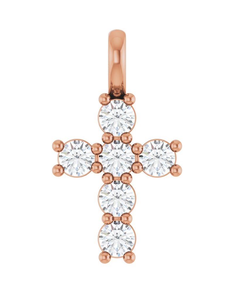 Pingente Cruz Cravejado em Ouro 14k com Diamantes de Laboratório – Modelo 3