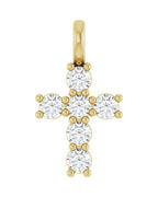 Pingente Cruz Cravejado em Ouro 14k com Diamantes de Laboratório – Modelo 3