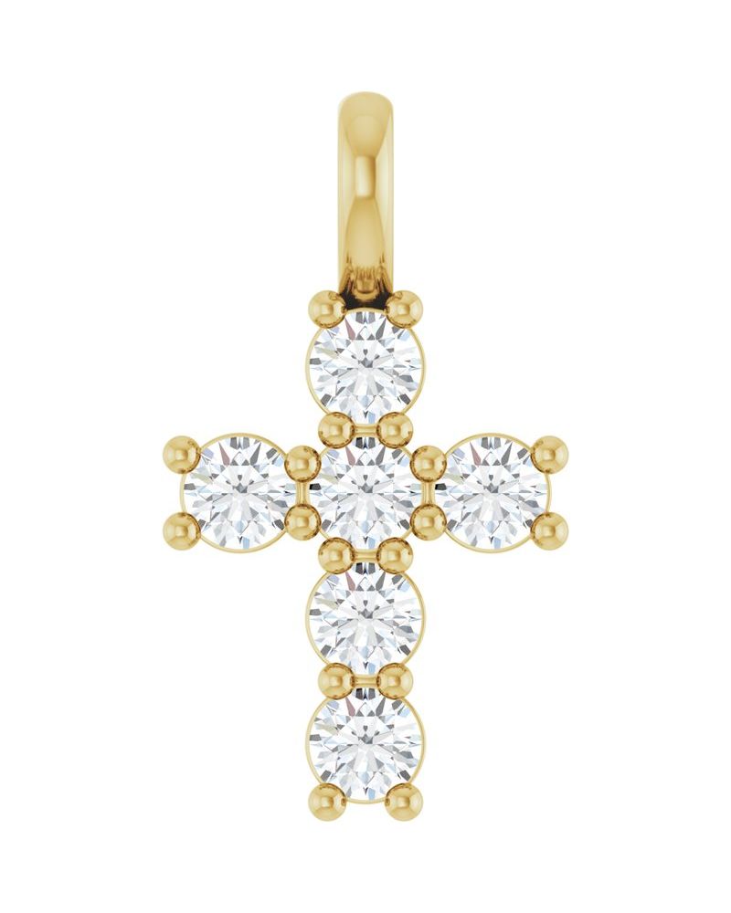 Pingente Cruz Cravejado em Ouro 14k com Diamantes de Laboratório – Modelo 3